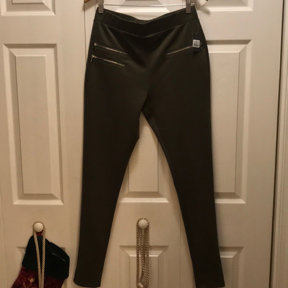 Urban heritage spandex pants wit 3 zipper front